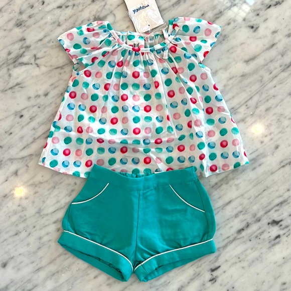 Mayoral 2pc Baby Girl White Top and Dandelion Printed Shorts Set main image 1